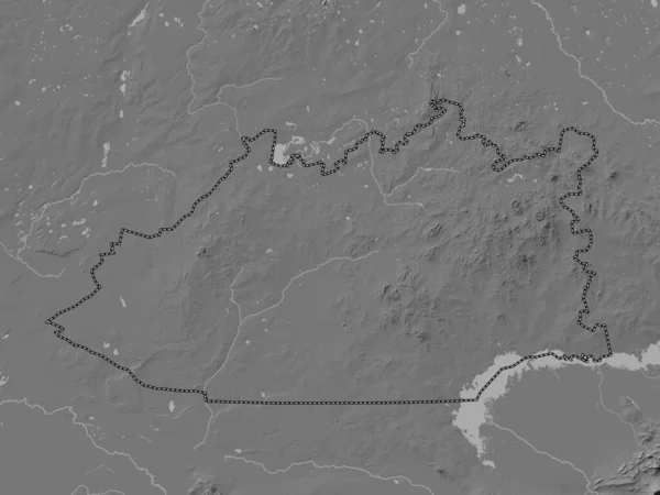 Qaraghandy Région Kazakhstan Carte Altitude Bilevel Avec Lacs Rivières — Photo