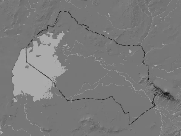 Qyzylorda Region Kazachstanu Dwupoziomowa Mapa Wysokości Jeziorami Rzekami — Zdjęcie stockowe