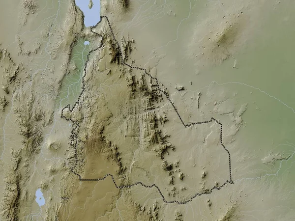 肯尼亚Samburu县 带有湖泊和河流的Wiki风格的高程图 — 图库照片