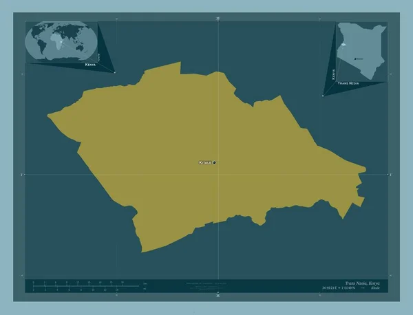 Trans Nzoia County Kenya Solid Color Shape Locations Names Major — Stock Photo, Image