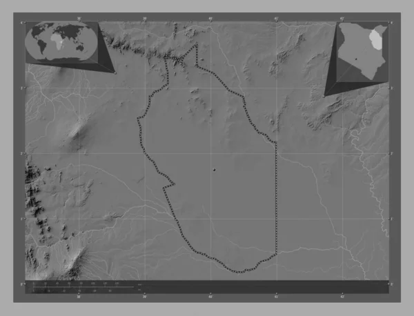 Wajir Okres Keňa Mapa Nadmořské Výšky Jezery Řekami Pomocné Mapy — Stock fotografie