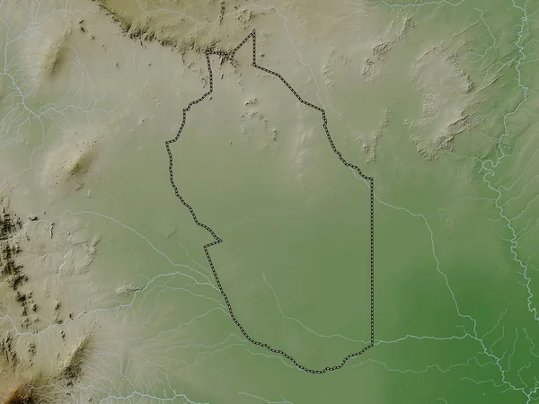 Wajir Kreis Kenia Höhenkarte Wiki Stil Mit Seen Und Flüssen — Stockfoto