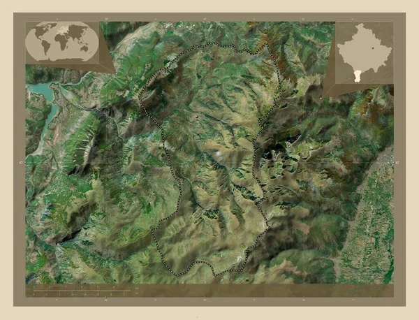 Ντραγκάς Δήμος Κοσσυφοπεδίου Υψηλής Ανάλυσης Δορυφορικός Χάρτης Γωνιακοί Χάρτες Βοηθητικής — Φωτογραφία Αρχείου