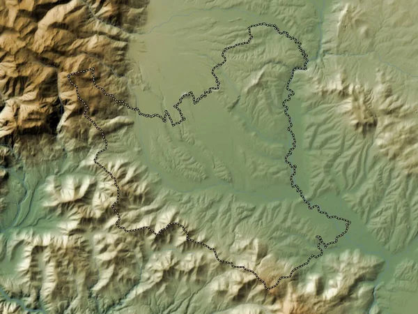 Gjakova Comune Del Kosovo Mappa Elevazione Colorata Con Laghi Fiumi — Foto Stock