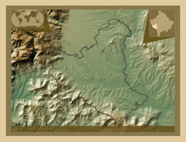 Gjakova Obec Kosovo Barevná Mapa Jezery Řekami Pomocné Mapy Polohy — Stock fotografie
