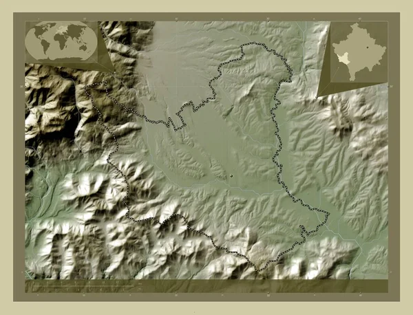 Гьякова Муниципалитет Косово Карта Высоты Окрашенная Вики Стиле Озерами Реками — стоковое фото