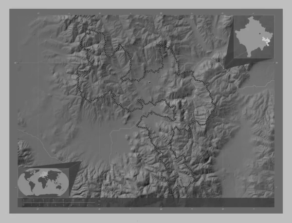 Гилан Муниципалитет Косово Карта Высот Оттенках Серого Озерами Реками Вспомогательные — стоковое фото