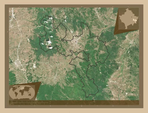 Gjilan Municipio Kosovo Mapa Satelital Baja Resolución Ubicaciones Las Principales —  Fotos de Stock