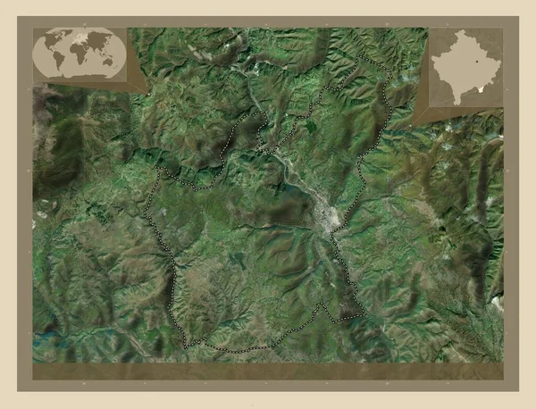 コソボの自治体であるハニ エレジット 高解像度衛星地図 コーナー補助位置図 — ストック写真