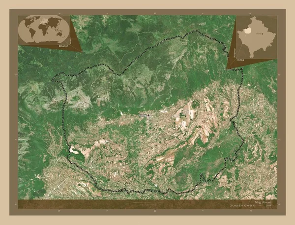 Istog Kosova Belediyesi Düşük Çözünürlüklü Uydu Bölgenin Büyük Şehirlerinin Yerleri — Stok fotoğraf