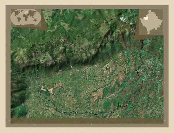 Istog 科索沃市 高分辨率卫星地图 角辅助位置图 — 图库照片