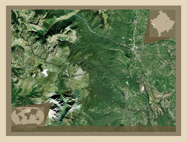 Junik Δήμος Του Κοσσυφοπεδίου Υψηλής Ανάλυσης Δορυφορικός Χάρτης Γωνιακοί Χάρτες — Φωτογραφία Αρχείου