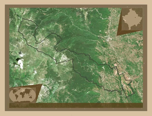 Junik Gemeinde Kosovo Satellitenkarte Mit Niedriger Auflösung Eck Zusatzstandortkarten — Stockfoto