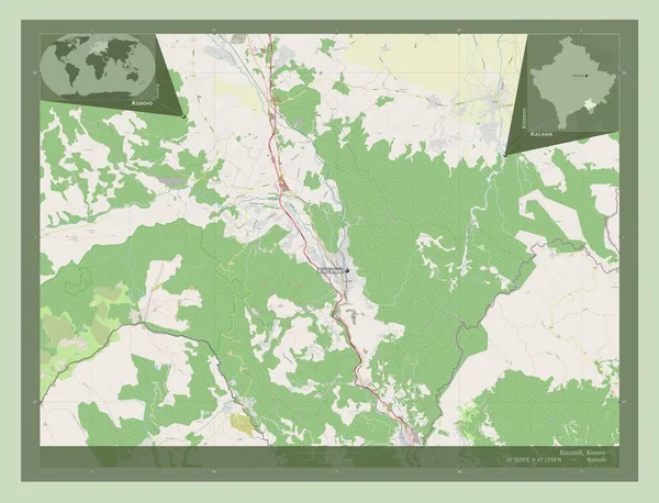 Kacanik Gemeente Kosovo Open Plattegrond Locaties Namen Van Grote Steden — Stockfoto