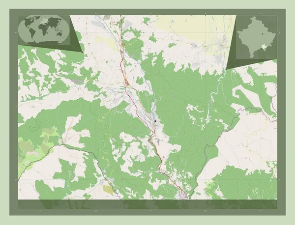 Kacanik Gemeente Kosovo Open Plattegrond Hulplocatiekaarten Hoek — Stockfoto