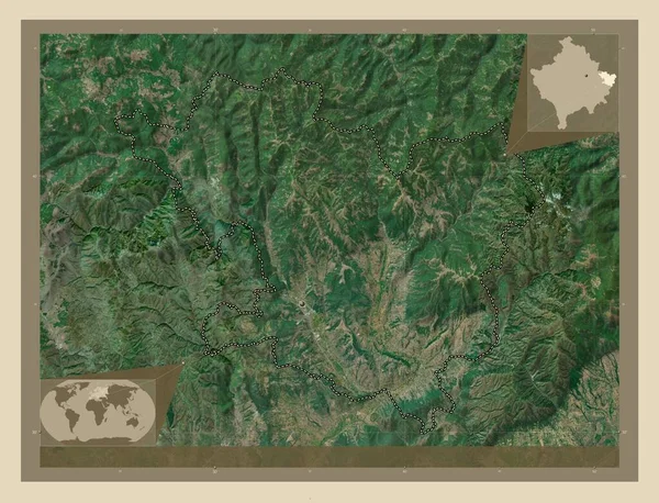 カメニス コソボの自治体 高解像度衛星地図 コーナー補助位置図 — ストック写真