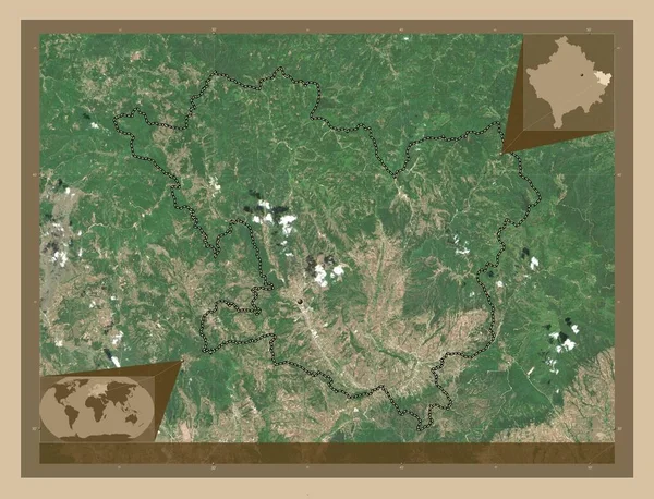 Kamenice Gmina Kosowa Niska Rozdzielczość Satelity Pomocnicze Mapy Położenia Narożnika — Zdjęcie stockowe