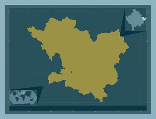 Kamenice Município Kosovo Forma Cor Sólida Mapa Localização Auxiliar Canto — Fotografia de Stock