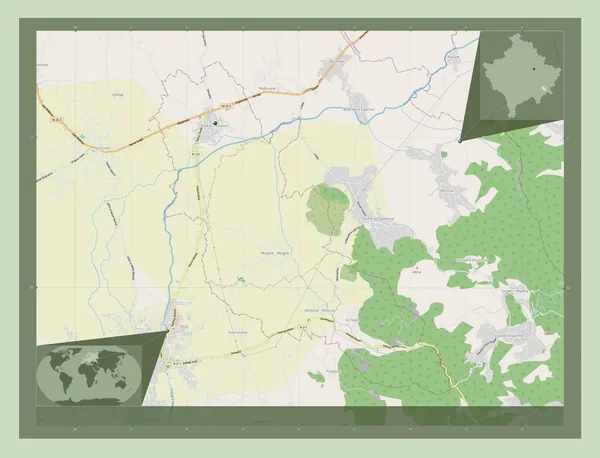 Kllokot Município Kosovo Abrir Mapa Rua Mapa Localização Auxiliar Canto — Fotografia de Stock