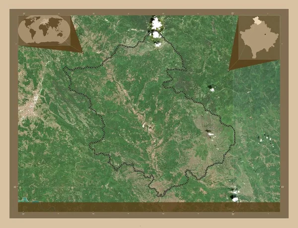 Leposaviq Муніципалітет Косово Супутникова Карта Низькою Роздільною Здатністю Кутові Допоміжні — стокове фото