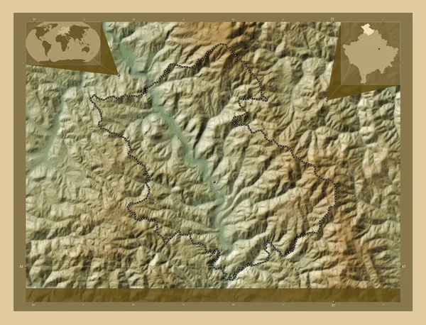 Leposaviq Comune Del Kosovo Mappa Elevazione Colorata Con Laghi Fiumi — Foto Stock