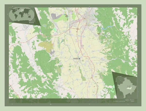 Lipjan Gmina Kosowa Otwórz Mapę Ulic Lokalizacje Nazwy Głównych Miast — Zdjęcie stockowe
