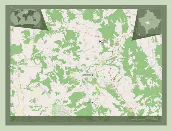 Malisheve Gemeente Kosovo Open Plattegrond Locaties Namen Van Grote Steden — Stockfoto