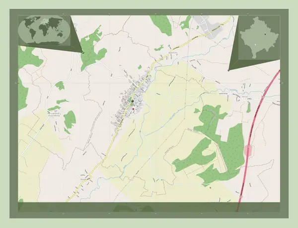 Мамуша Муниципалитет Косово Карта Улиц Вспомогательные Карты Расположения Углов — стоковое фото