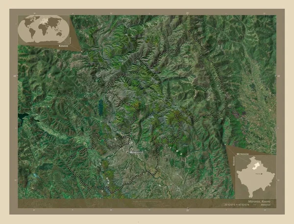 Mitrovice Município Kosovo Mapa Satélite Alta Resolução Locais Nomes Das — Fotografia de Stock