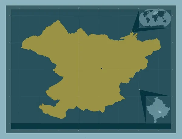 Shtime Município Kosovo Forma Cor Sólida Mapa Localização Auxiliar Canto — Fotografia de Stock
