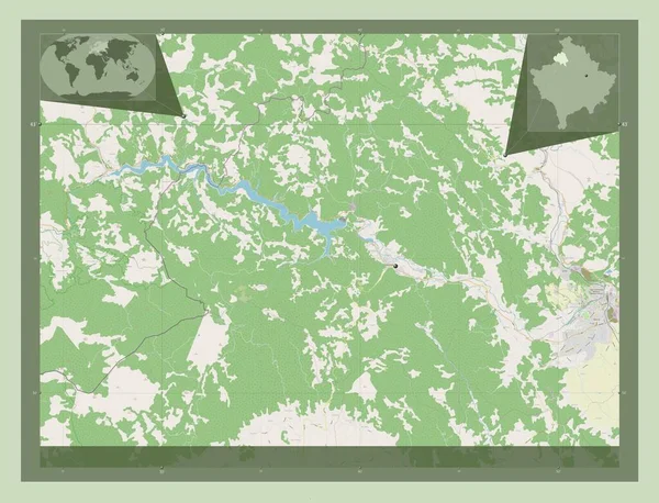 Zubin Potoku Município Kosovo Abrir Mapa Rua Locais Das Principais — Fotografia de Stock