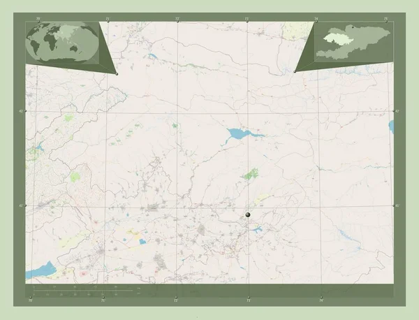 Джалал Абад Провинция Кыргызстан Карта Улиц Вспомогательные Карты Расположения Углов — стоковое фото