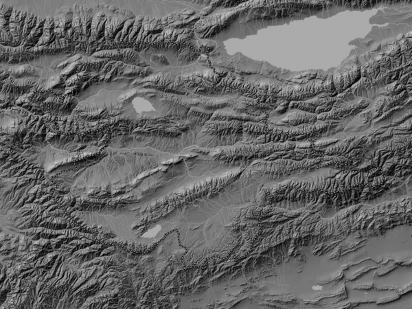 Naryn Provincia Kirguistán Mapa Elevación Bilevel Con Lagos Ríos — Foto de Stock