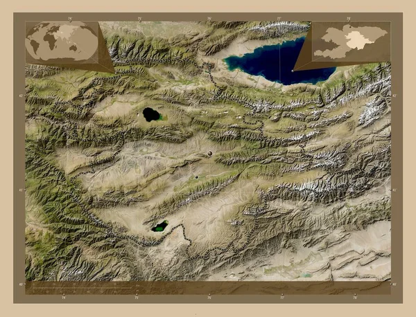 Naryn Επαρχία Κιργιστάν Δορυφορικός Χάρτης Χαμηλής Ανάλυσης Τοποθεσίες Μεγάλων Πόλεων — Φωτογραφία Αρχείου