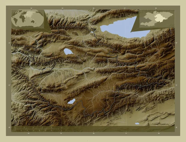 Нарин Провінція Киргизстан Висота Карти Забарвлена Вікі Стилі Озерами Річками — стокове фото