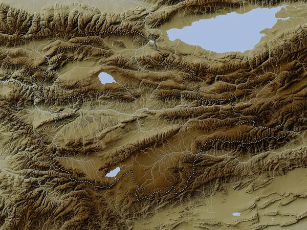 Naryn Επαρχία Κιργιστάν Υψόμετρο Χάρτη Χρωματισμένο Wiki Στυλ Λίμνες Και — Φωτογραφία Αρχείου