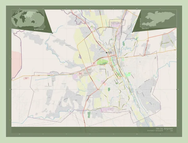 Osh City Ciudad Kirguistán Open Street Map Ubicaciones Nombres Las — Foto de Stock