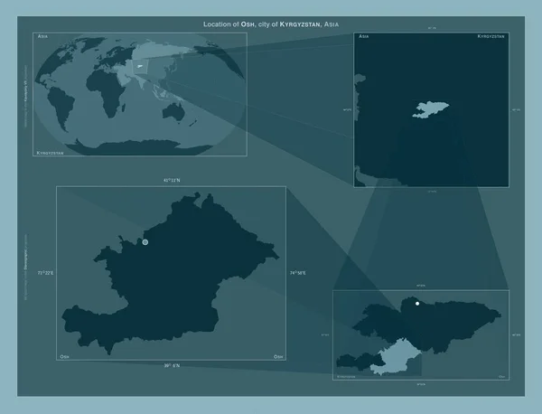 Osh Ciudad Kirguistán Diagrama Que Muestra Ubicación Región Mapas Gran —  Fotos de Stock