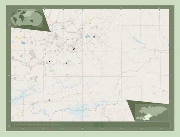 Osh Ciudad Kirguistán Open Street Map Ubicaciones Las Principales Ciudades —  Fotos de Stock