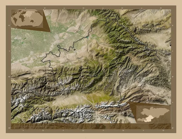 Osh Ciudad Kirguistán Mapa Satelital Baja Resolución Mapas Ubicación Auxiliares —  Fotos de Stock