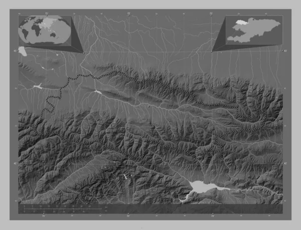 Talas Okres Kyrgyzstán Výškové Mapy Jezery Řekami Umístění Velkých Měst — Stock fotografie