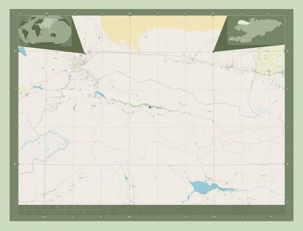 Талас Провинция Кыргызстан Карта Улиц Места Расположения Крупных Городов Области — стоковое фото