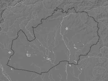 Batı Kazakistan, Kazakistan bölgesi. Gölleri ve nehirleri olan çift seviyeli yükseklik haritası