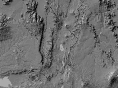 Baringo, Kenya ilçesi. Gölleri ve nehirleri olan çift seviyeli yükseklik haritası