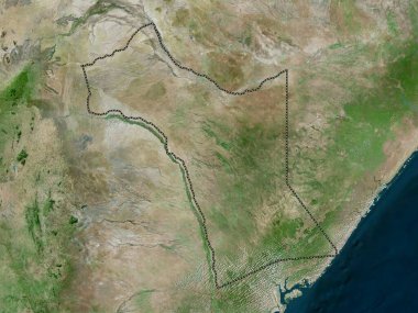 Garissa, Kenya ilçesi. Yüksek çözünürlüklü uydu haritası