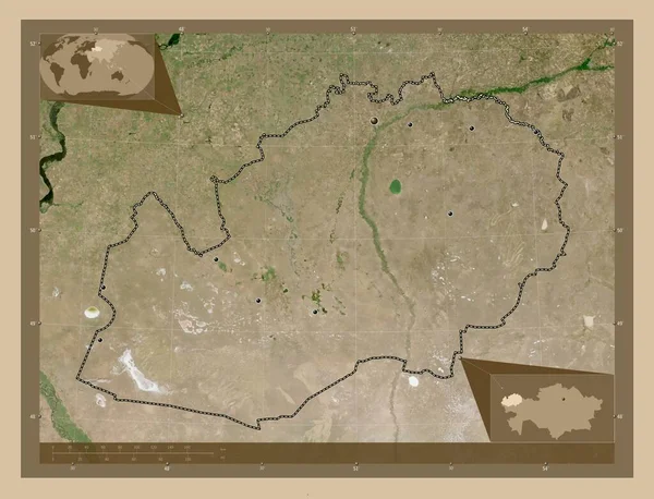 West Kazachstan Regio Kazachstan Lage Resolutie Satellietkaart Locaties Van Grote — Stockfoto