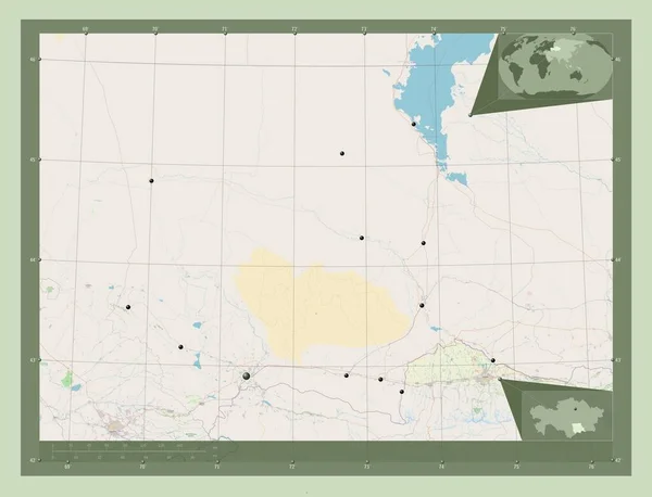 Zhambyl Região Cazaquistão Abrir Mapa Rua Locais Das Principais Cidades — Fotografia de Stock