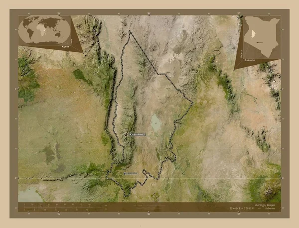 Baringo Condado Kenia Mapa Satelital Baja Resolución Ubicaciones Nombres Las —  Fotos de Stock