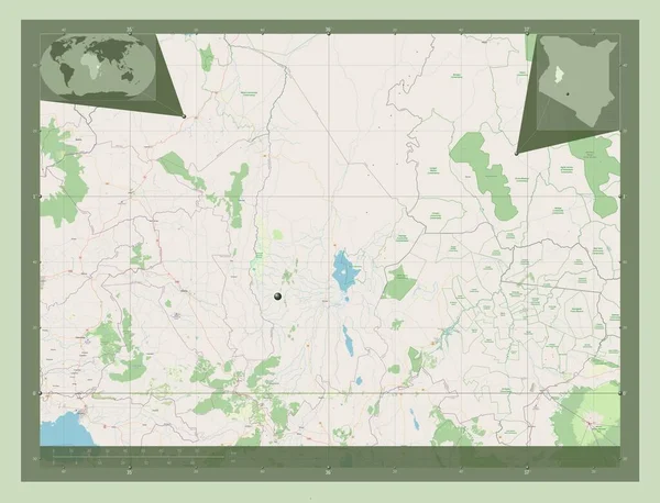 Баринго Округ Кения Карта Улиц Вспомогательные Карты Расположения Углов — стоковое фото