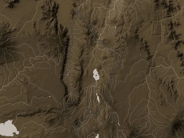 Baringo Hrabstwo Kenii Mapa Wzniesień Kolorowe Sepia Dźwięki Jeziorami Rzekami — Zdjęcie stockowe